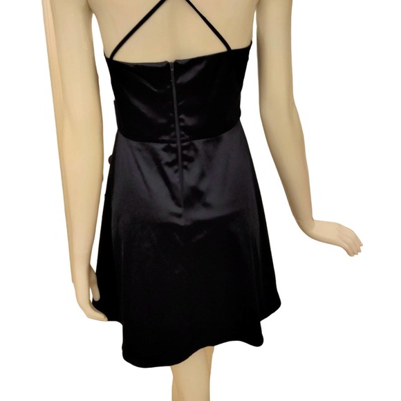 By&by Navy blue satin evening dress crisscross back size 11 - Picture 5 of 8